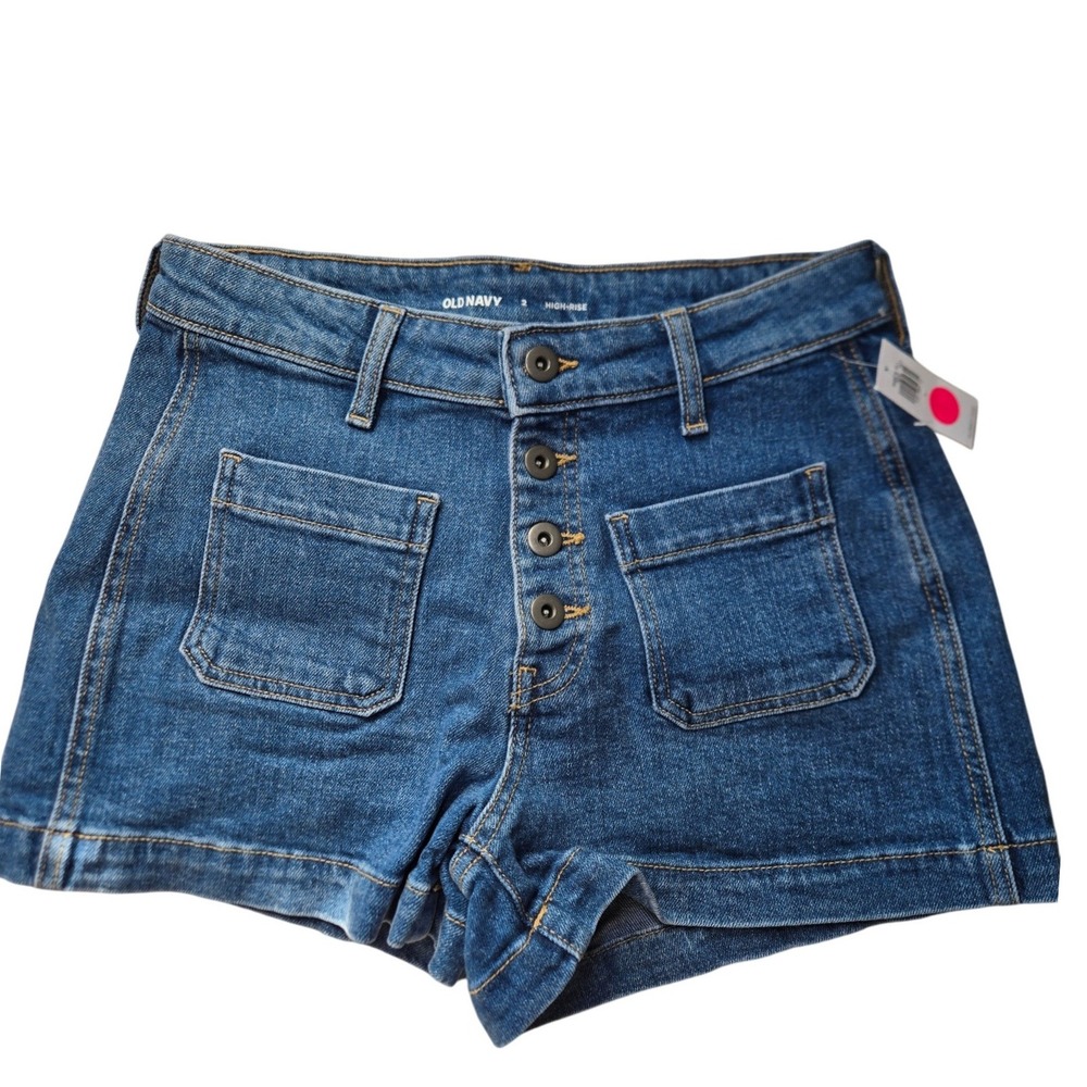 Old Navy High-Rise Button-Fly Denim Shorts Medium Wash Blue Womens Size 2 NWT